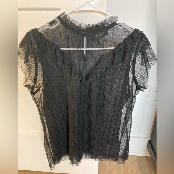 Ted Baker elegant Black Sheer Ruffle Blouse - Picture 2 of 6